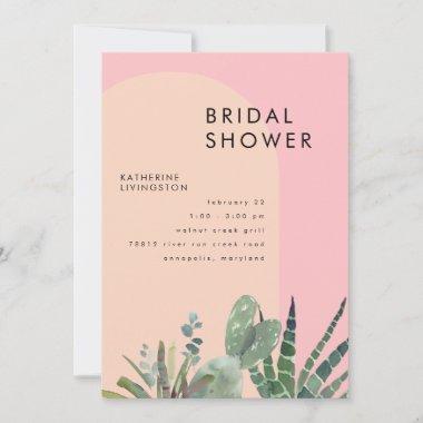 Cactus Blush & Pink Geometric Bridal Shower Invitations