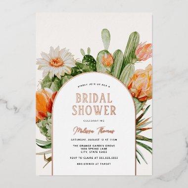 Cactus Boho Bridal Shower Foil Invitations