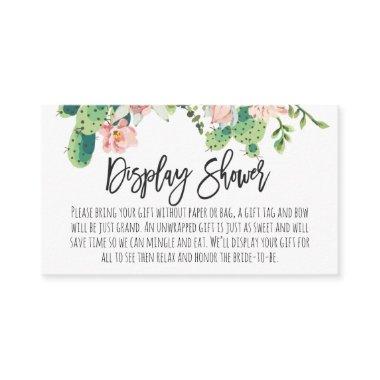 Cactus display shower bridal shower insert card