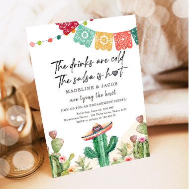 Cactus Drink Cold Salsa Hot Knot Engagement Fiesta Invitations