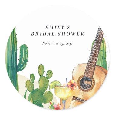 Cactus Fiesta Floral Bridal Shower Classic Round Sticker