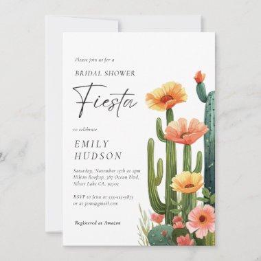 Cactus Fiesta Floral Bridal Shower Invitations
