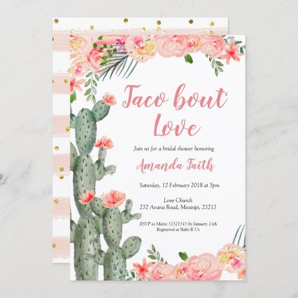 Cactus Floral Taco bout Love Bridal Shower Invitations