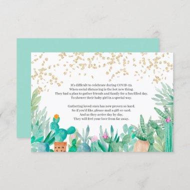 Cactus gold glitter watercolor baby shower insert Invitations