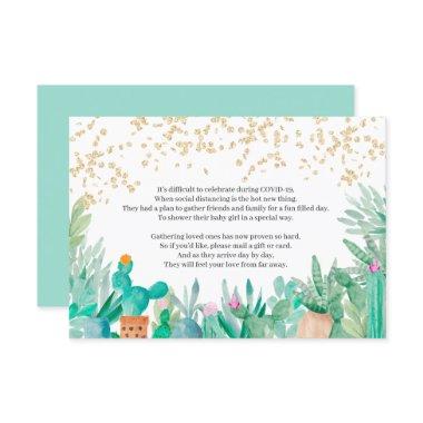 Cactus gold glitter watercolor baby shower insert Invitations