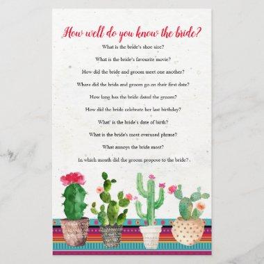 Cactus How well do you know The Bride Game Invitations
