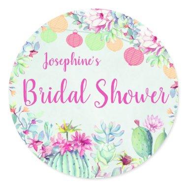 Cactus Lantern Fiesta Succulents Bridal Shower Classic Round Sticker