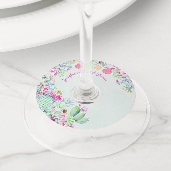 Cactus Lantern Succulents  Wine Glass Tag