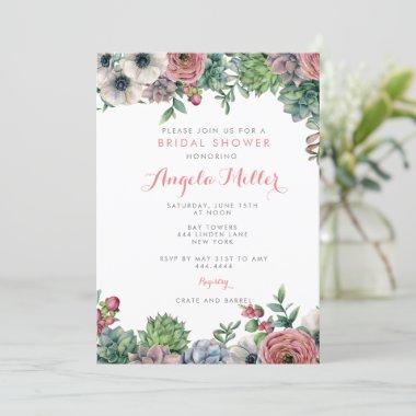 Cactus Succulent Bridal Shower Invitations