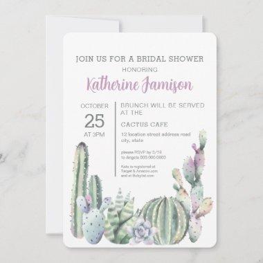 Cactus Succulent Bridal Shower Mint Invitations