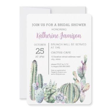 Cactus Succulent Bridal Shower Mint Invitations