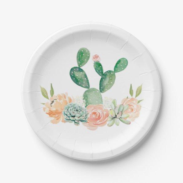 Cactus Succulent Paper Plate Baby shower or Bridal