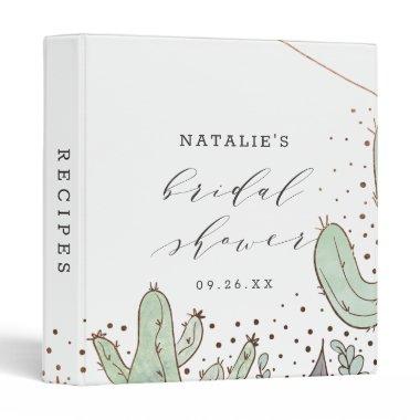 Cactus & Succulents Geo Bridal Shower Recipe Invitations 3 Ring Binder