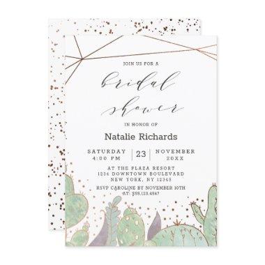 Cactus & Succulents Geometric Chic Bridal Shower Invitations