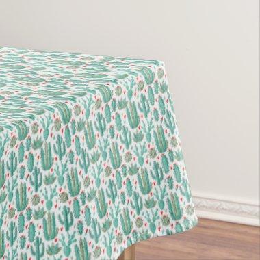 Cactus succulents heart pattern white green tablecloth
