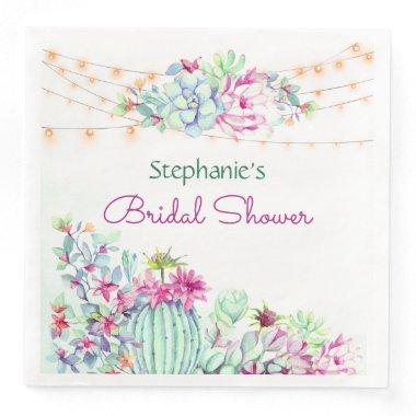 Cactus Succulents String Lights  Paper Dinner Napkins