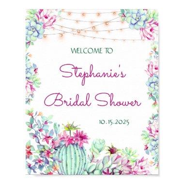 Cactus Succulents String Lights  Poster