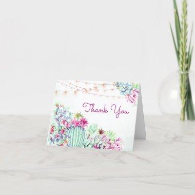 Cactus Succulents String Lights Bridal Shower Thank You Invitations