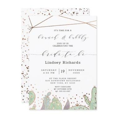 Cactus Succulents Terrarium Brunch & Bubbly Shower Invitations