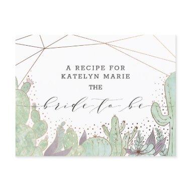 Cactus & Succulents Trendy Bride to Be Recipe Invitations