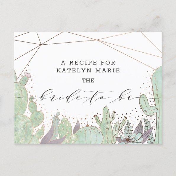 Cactus & Succulents Trendy Bride to Be Recipe Invitations