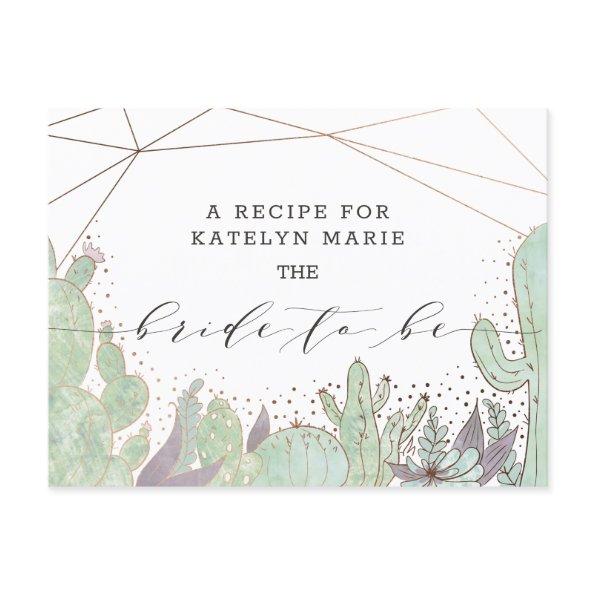 Cactus & Succulents Trendy Bride to Be Recipe Invitations