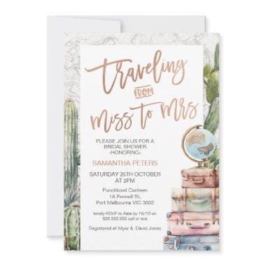 Cactus Traveling Miss to Mrs Bridal Shower Invitations