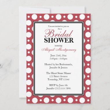 Cafe Merlot Red Assorted Polka Dots Bridal Shower Invitations