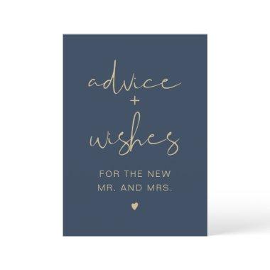 CAITLIN Elegant Navy & Gold Advice & Wishes Sign Invitations