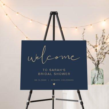 CAITLIN Elegant Navy Gold Bridal Shower Welcome Fo Foam Board