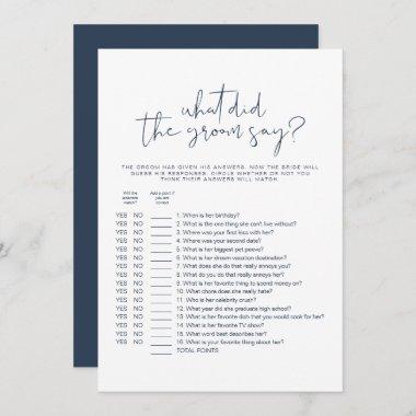 CAITLIN Minimal What Did The Groom Say Bridal Game Invitations