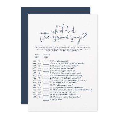 CAITLIN Minimal What Did The Groom Say Bridal Game Invitations