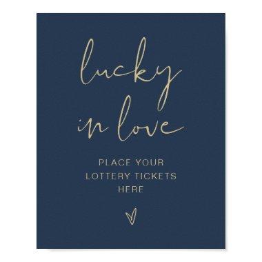 CAITLIN Modern Navy and Gold Lucky in Love Sign