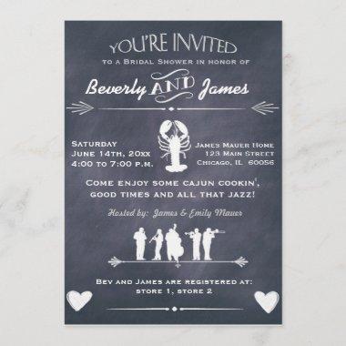 Cajun Cookin Bridal Shower Chalkboard Design Invitations