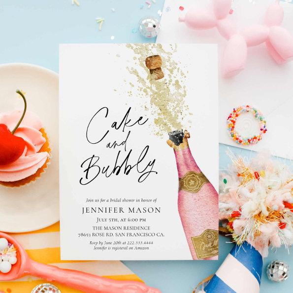 Cake and Bubbly Champagne Bridal Shower Invitations