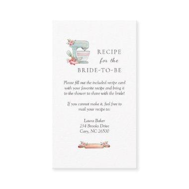 Cake Mixer Bridal Shower recipe request Enclosure Invitations