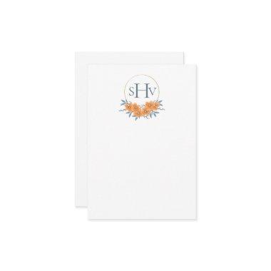 California Poppy Monogrammed Flat Thank You Invitations