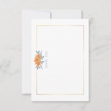 California Poppy with Gold Border Bridal Shower Thank You Invitations