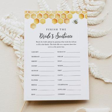 CALLA Bee Finish the Bride's Phrase Bridal Game Invitations