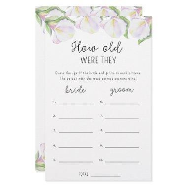 Calla flowers - How old were they bridal game