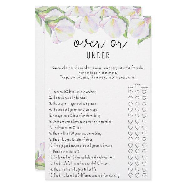 Calla flowers - Over or Under  game