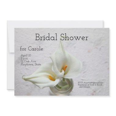 Calla lilies on textured background shower