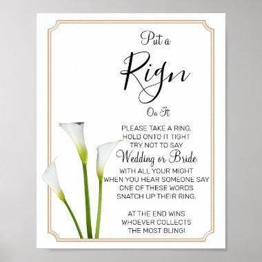 Calla Lilies Put a Ring bridal shower game sign