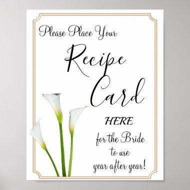Calla Lilies Recipe Invitations bridal shower game sign