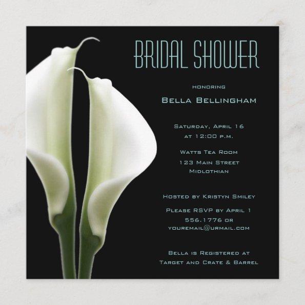Calla Lillies Bridal Shower Invitations in Aqua