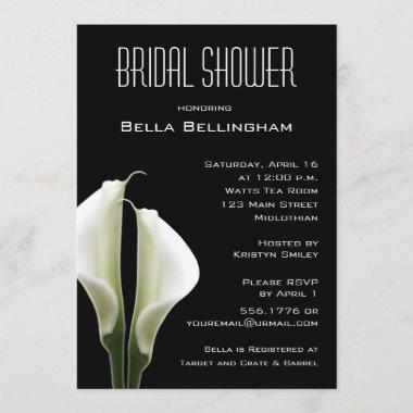 Calla Lillies Bridal Shower Invitations on Black