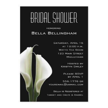 Calla Lillies Bridal Shower Invitations on Black