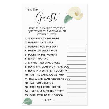 Calla Lily Find the Guest  game  Flyer