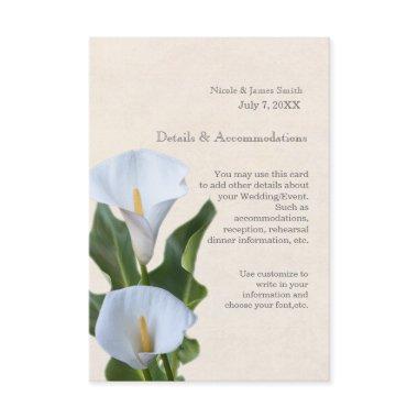 Calla Lily Flowers Floral Elegant Accommodations Enclosure Invitations