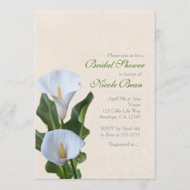 Calla Lily Flowers Floral Elegant Bridal Shower Invitations